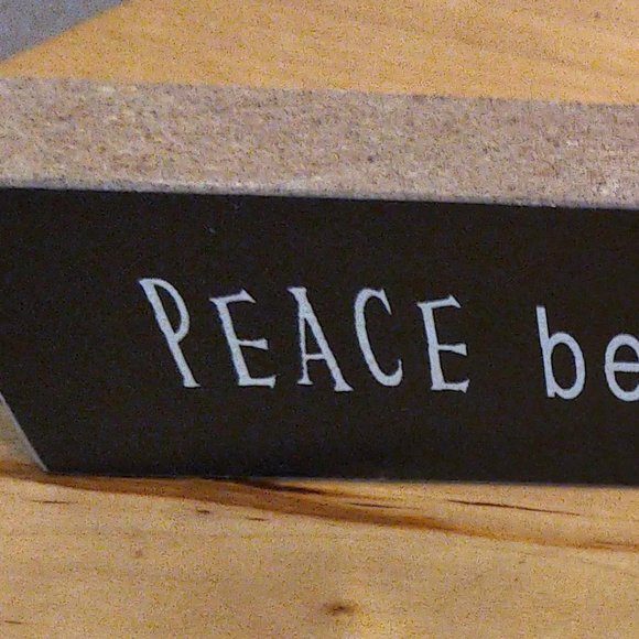 "Peace Begins with a Smile" 8x2" b/w wood sign Mother Teresa Quote - Picture 7 of 10